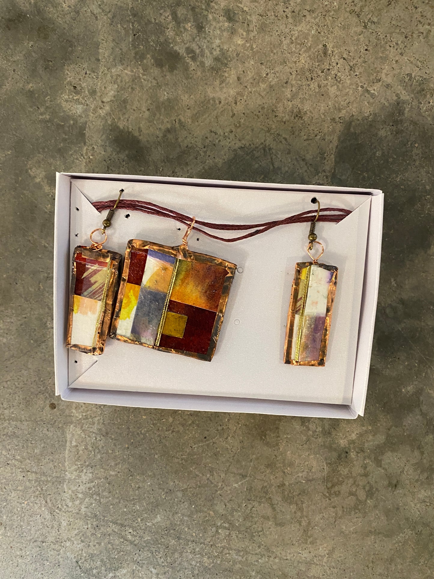 Copper Foil and Paper Pendant/Earring Set (Assorted Colors)
