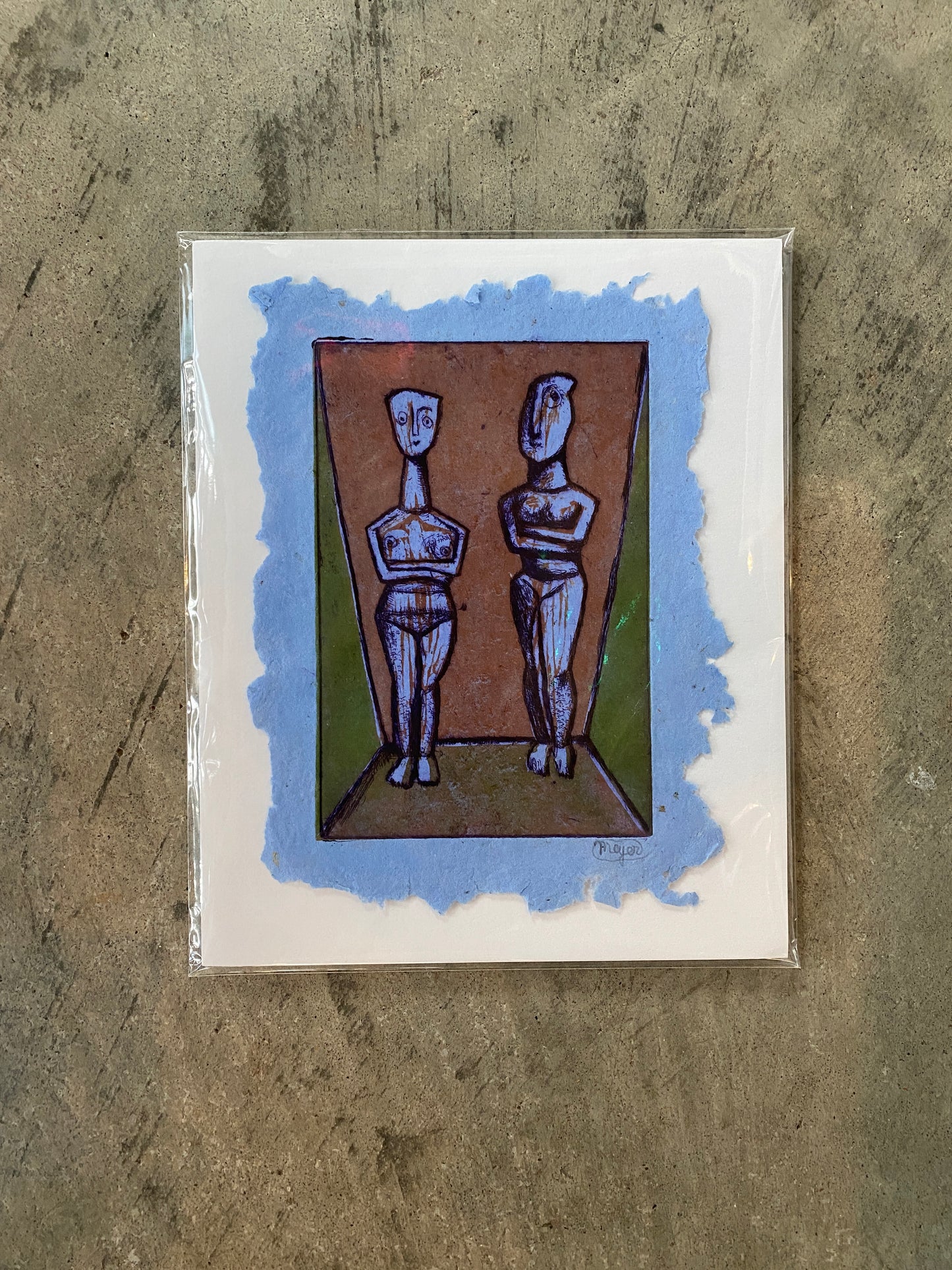 Cycladic Figures on Handmade Paper