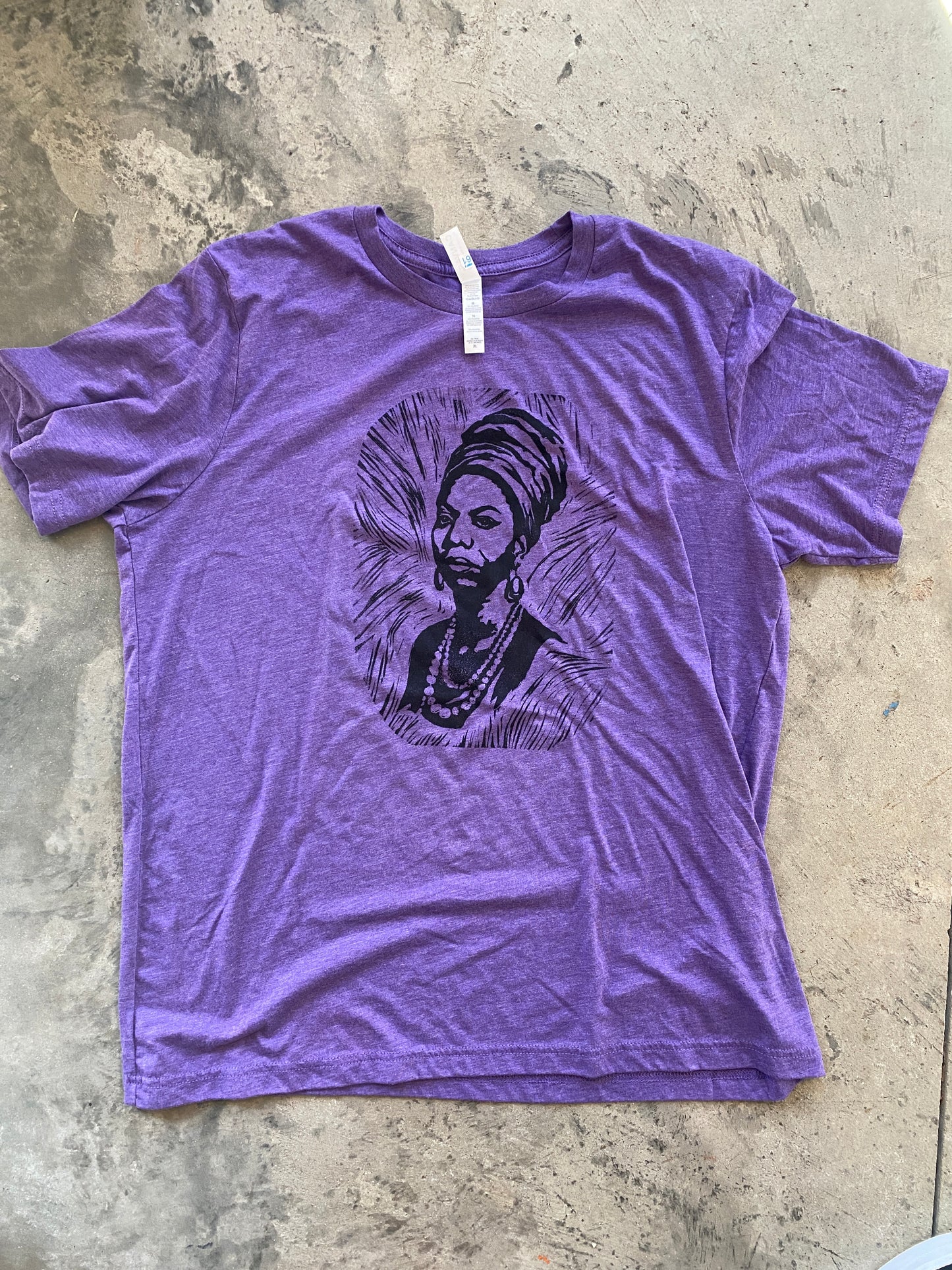 Nina Simone with Head Wrap Short Sleeve Crew Neck (Assorted Colors)