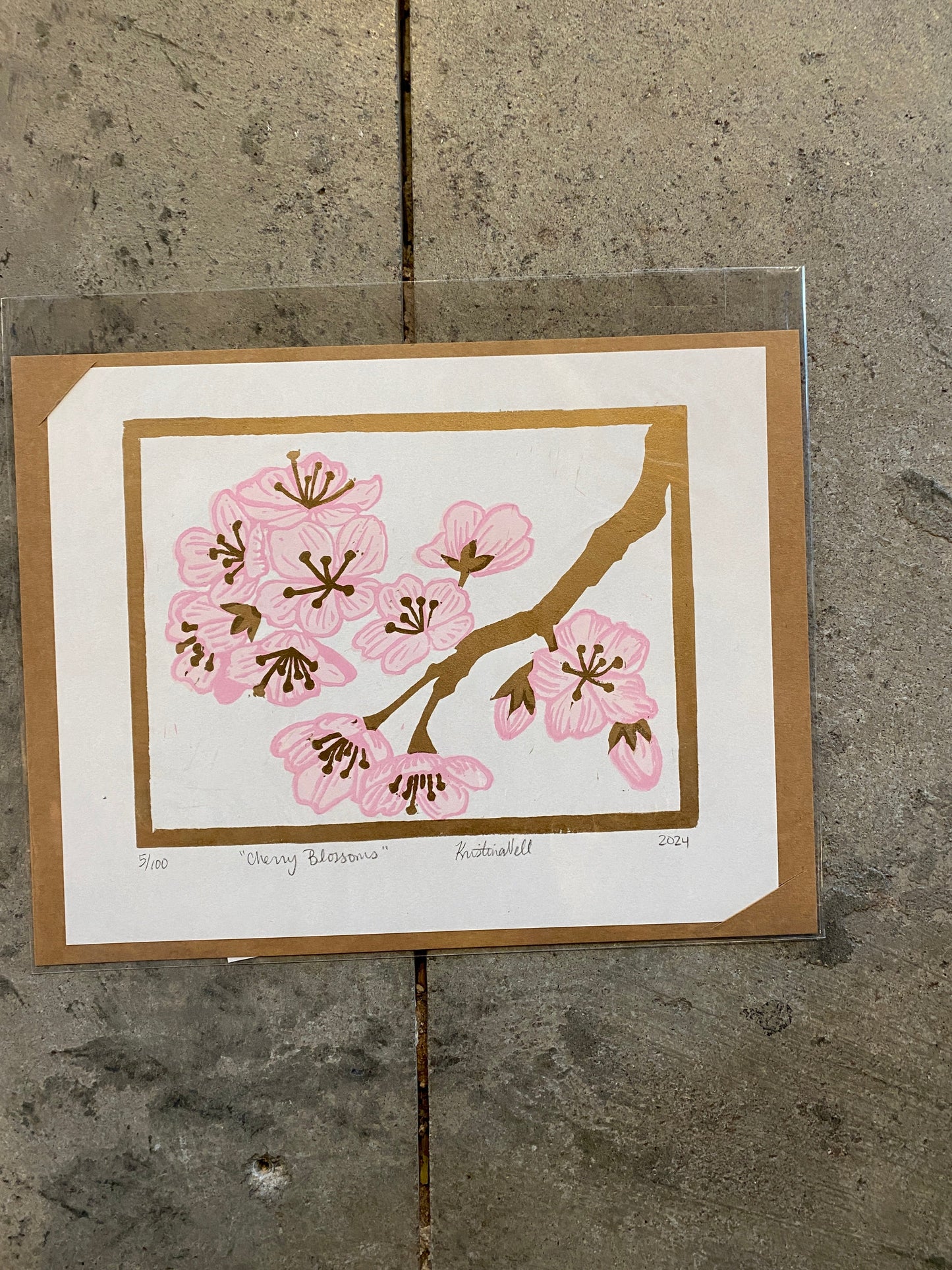 Pink and Gold Cherry Blossoms