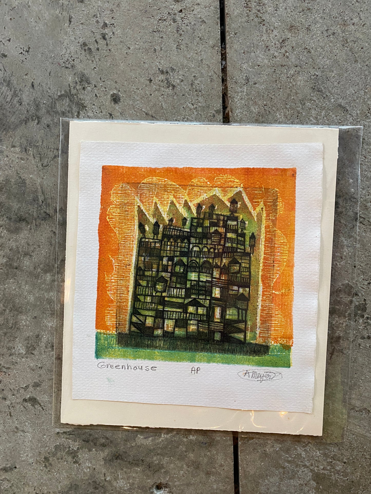 Green House Orange Sky