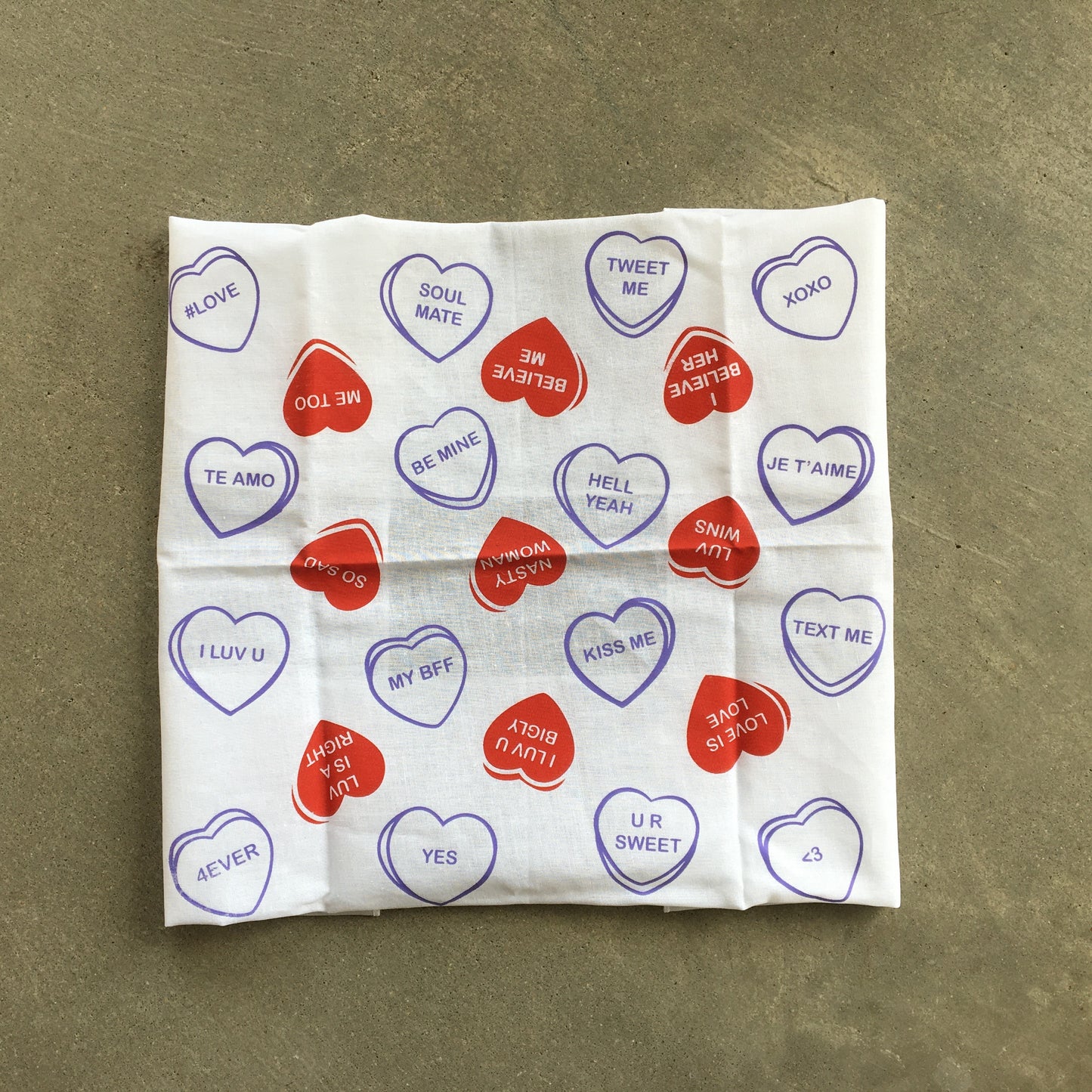 Candy Hearts Screenprinted Bandana
