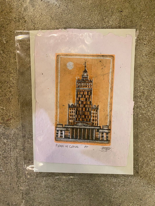 Orange Palace of Culture Mini Print on Handmade Paper