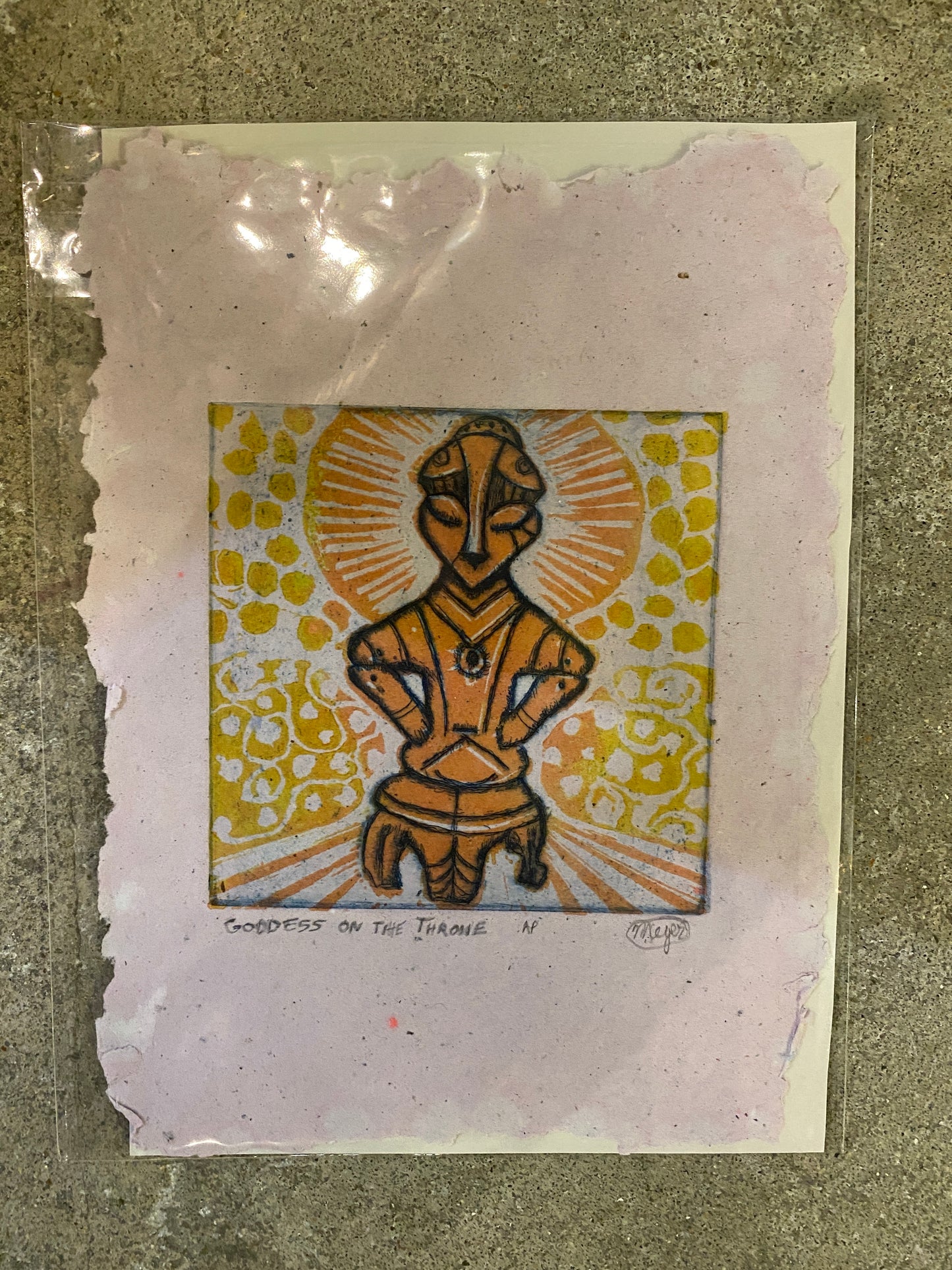 Goddess on the Throne (On Handmade Paper)