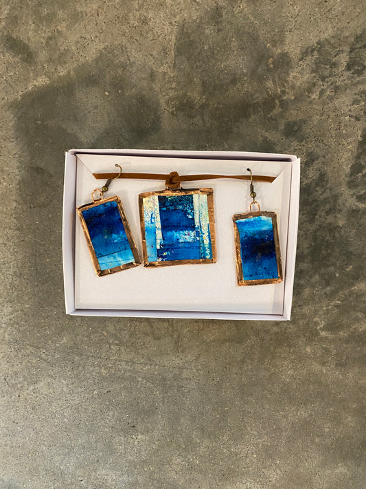 Copper Foil and Paper Pendant/Earring Set (Assorted Colors)