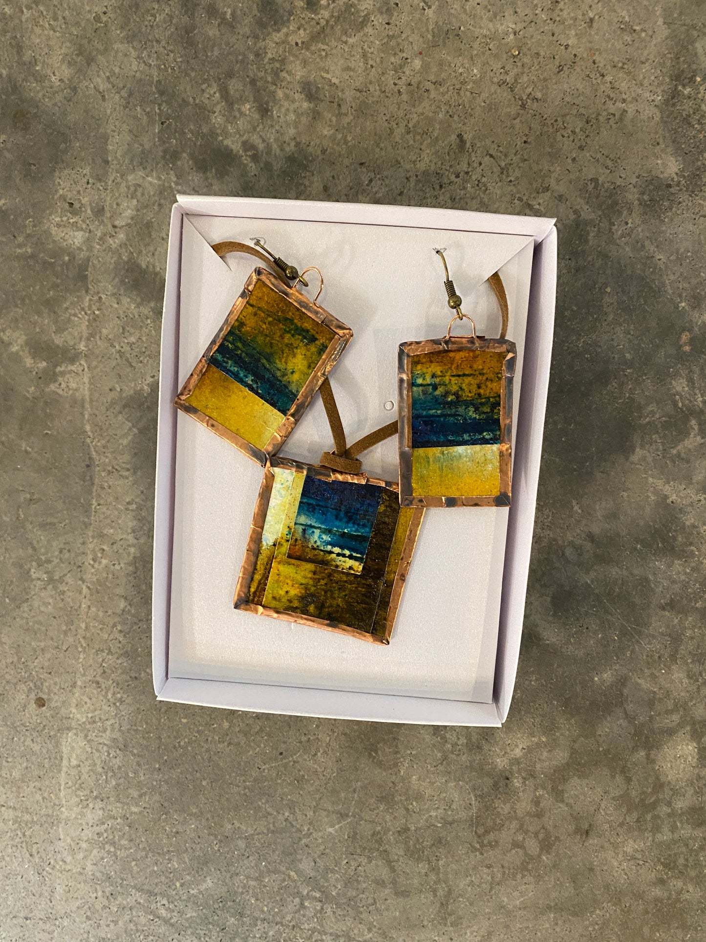 Copper Foil and Paper Pendant/Earring Set (Assorted Colors)