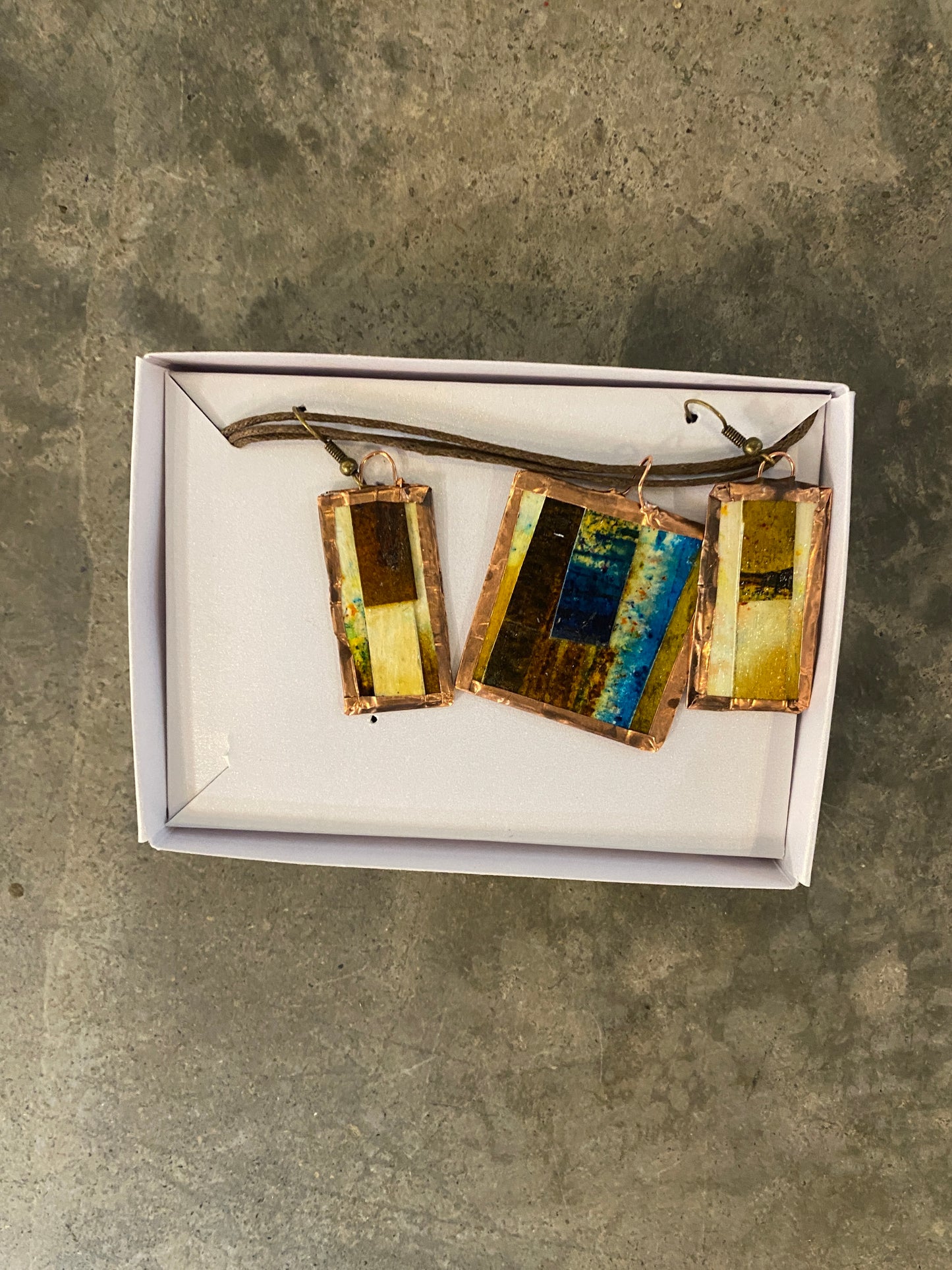 Copper Foil and Paper Pendant/Earring Set (Assorted Colors)