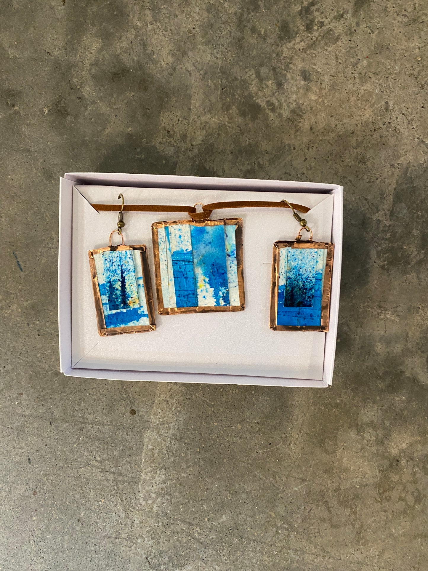 Copper Foil and Paper Pendant/Earring Set (Assorted Colors)