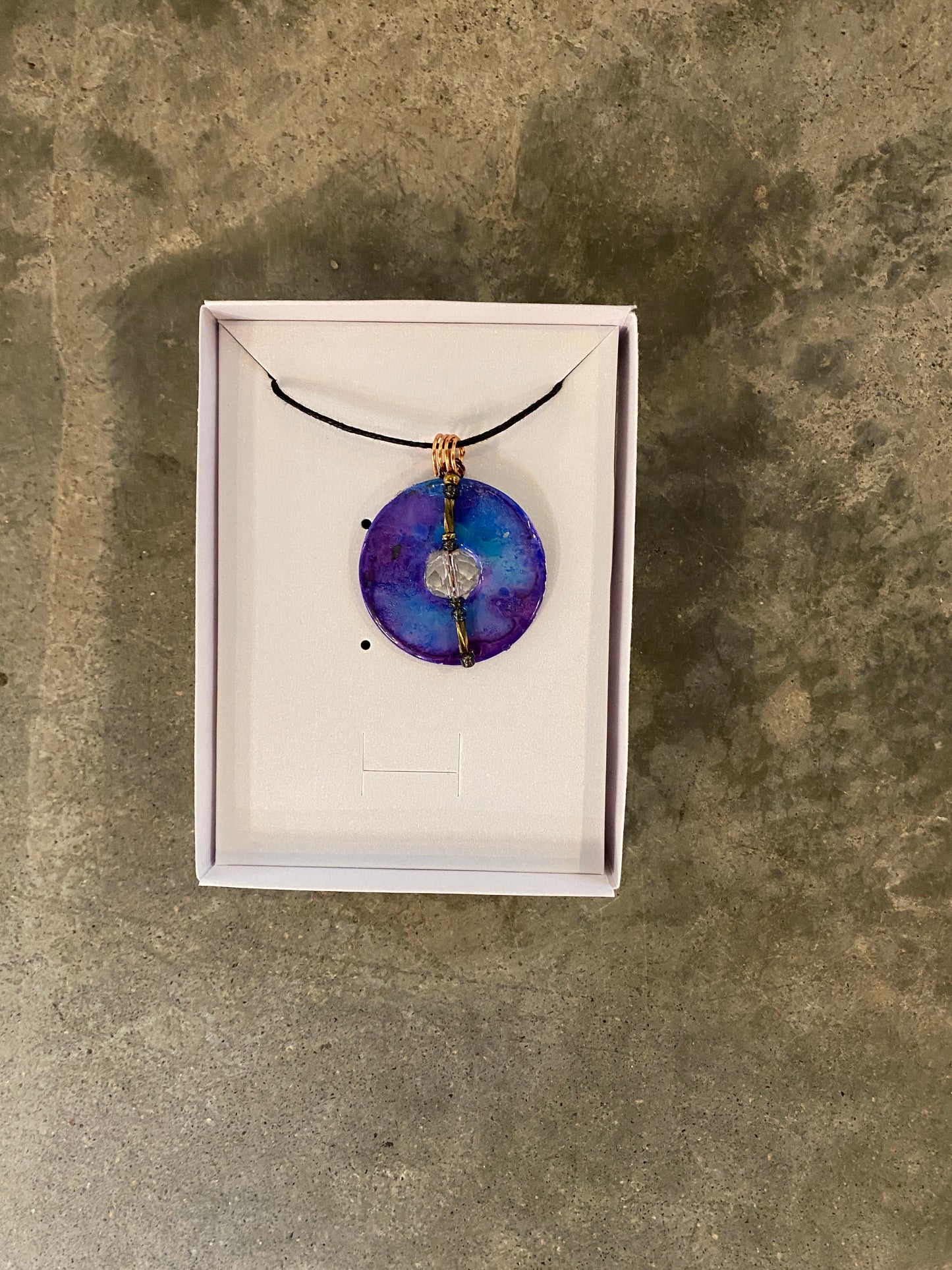 Metal Washer with Crystal Bead Pendant