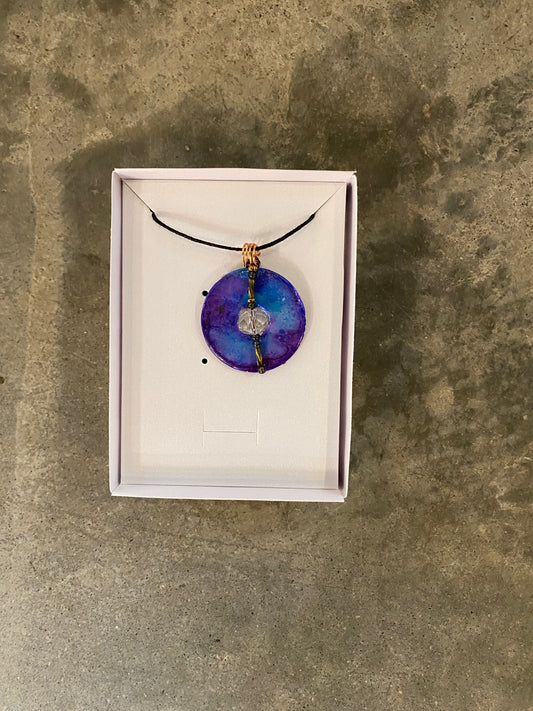 Metal Washer with Crystal Bead Pendant