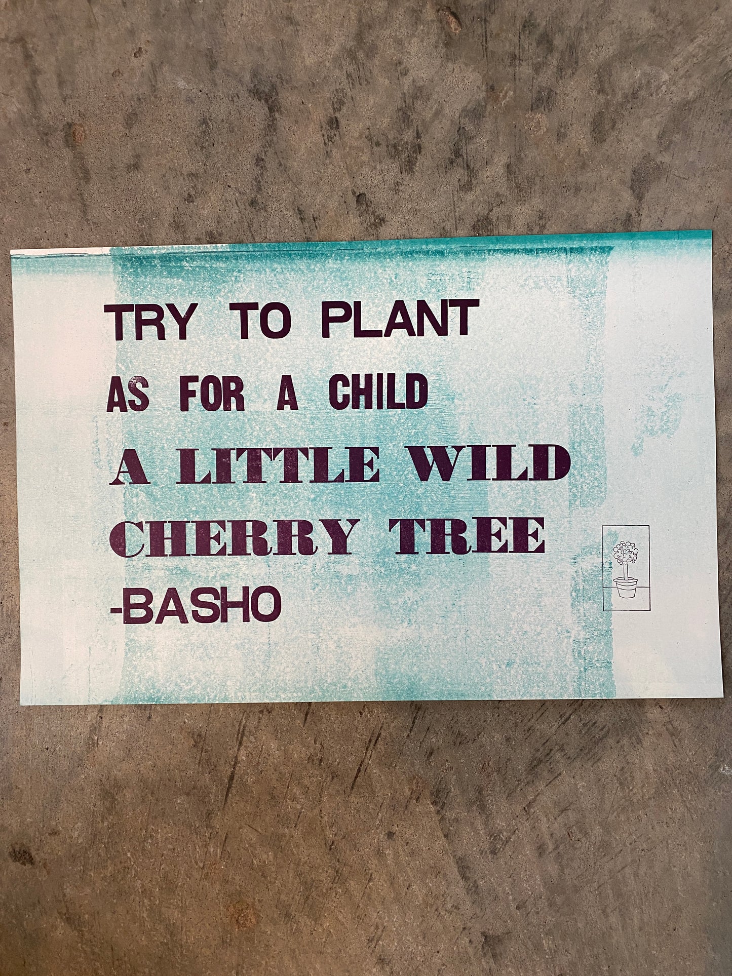 A Little Wild Cherry Tree Print Basho Quote (Colors Vary)