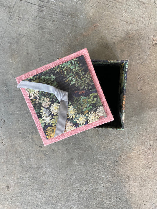 Pink and Green Floral Tapestry Box