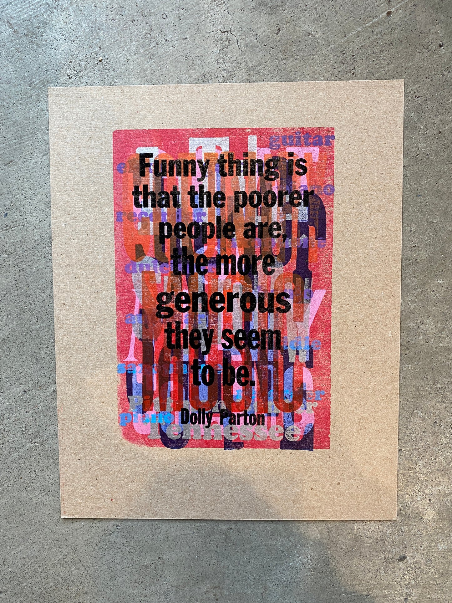 Dolly Parton Quotes Letterpress Print Series by Amos Paul Kennedy