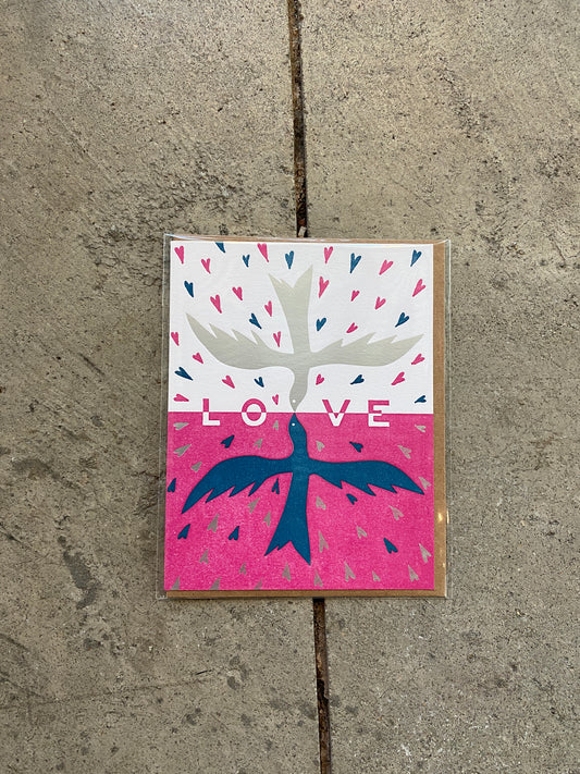 Birds in Love Greeting Card