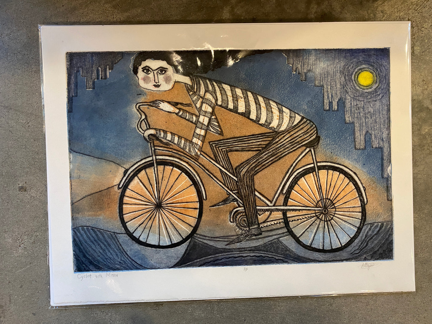 Cyclist with Moon (black hair)