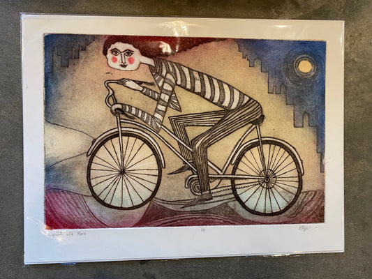 Cyclist with Moon (redhead)