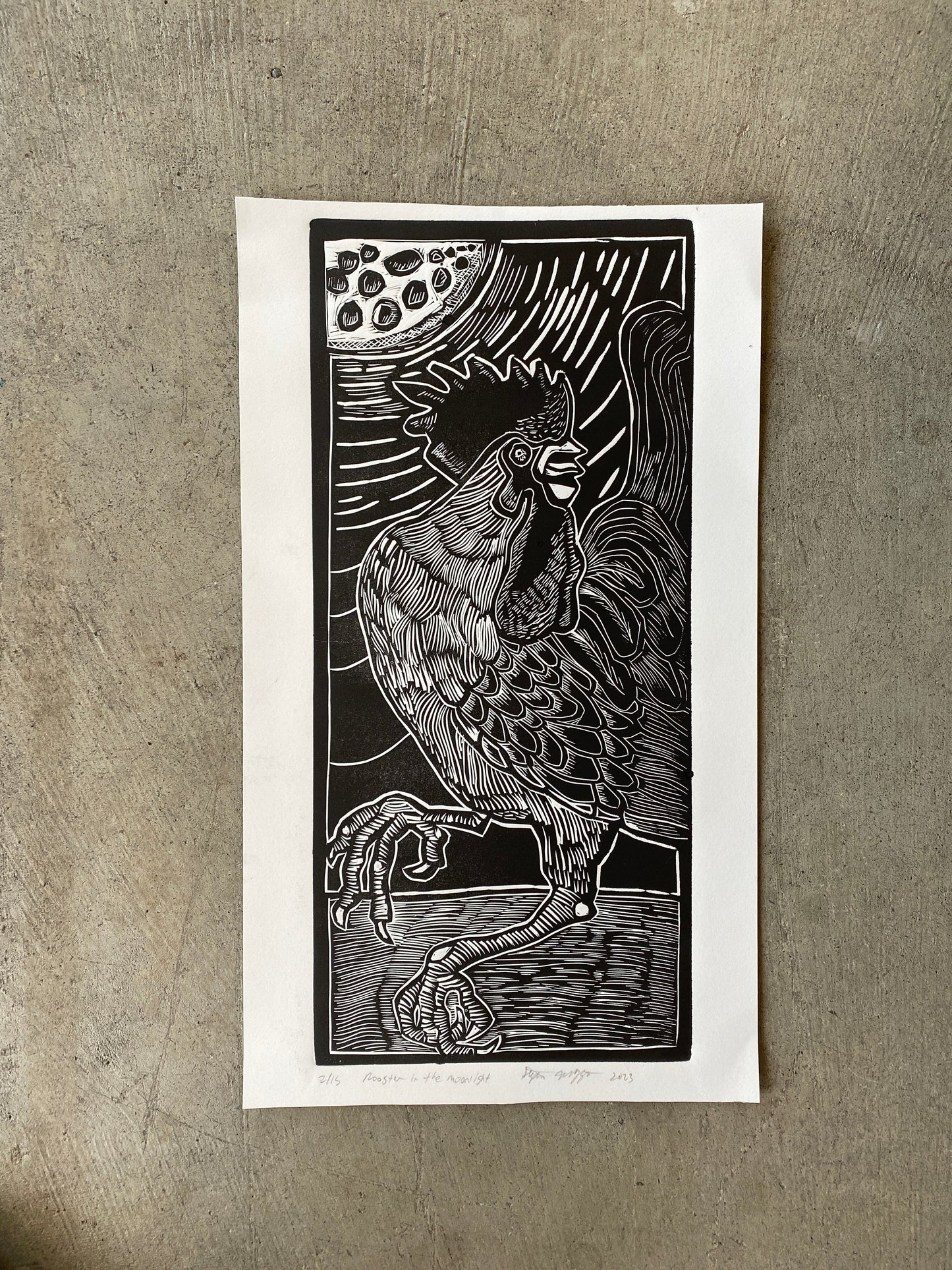 Rooster in the Moonlight