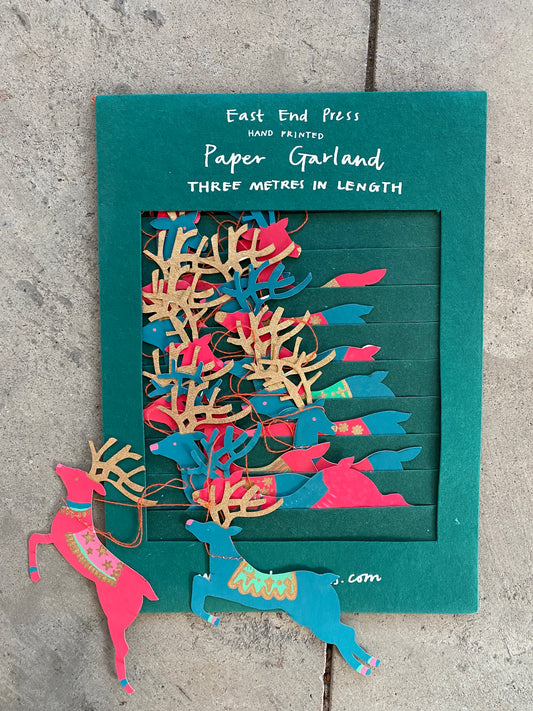 Bright Reindeer Sewn Garland