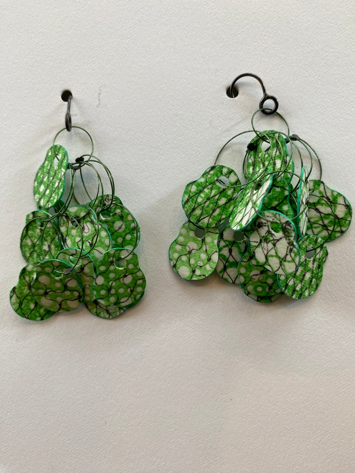Printmaker's Dangle Earrings Green