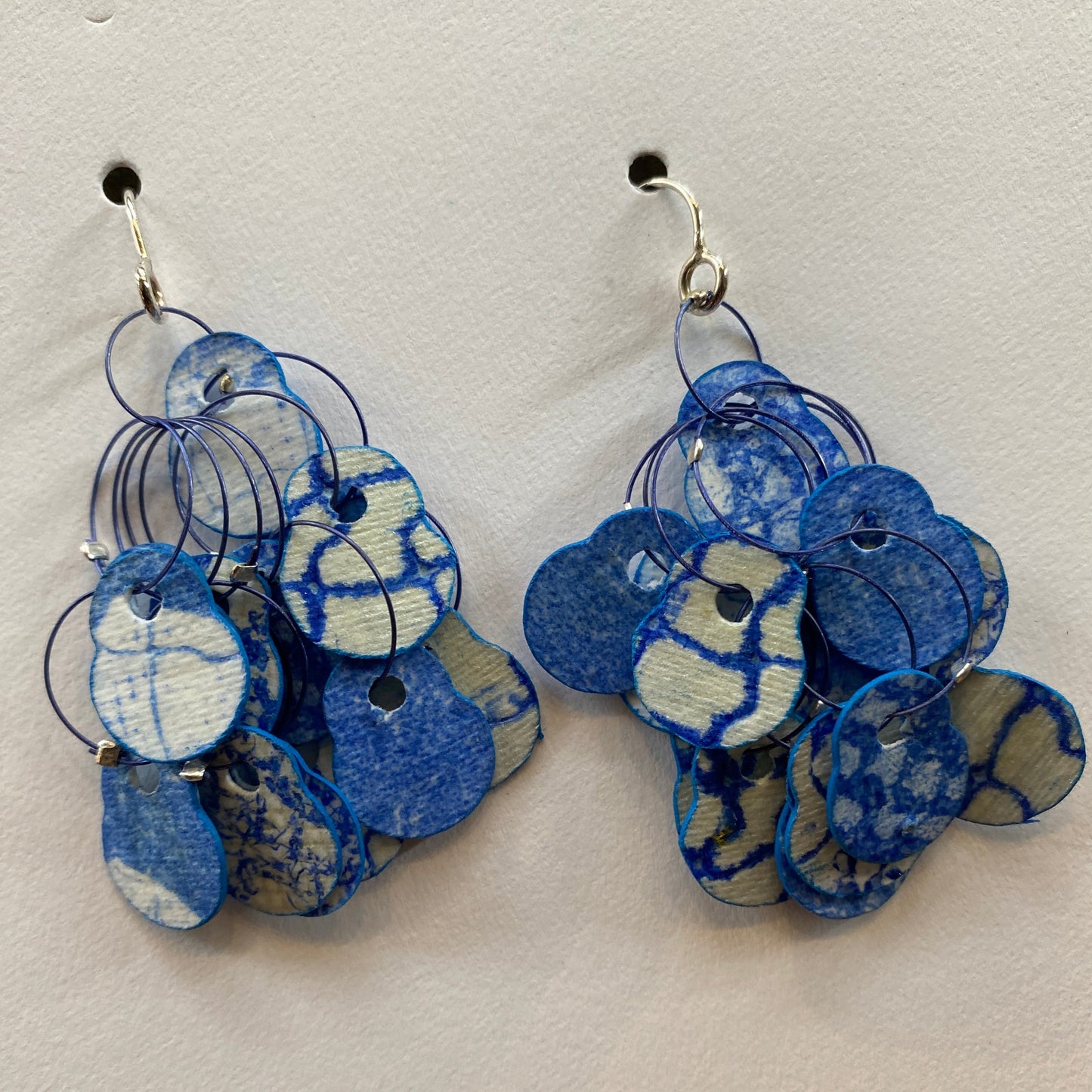 Printmaker's Dangle Earrings Blue