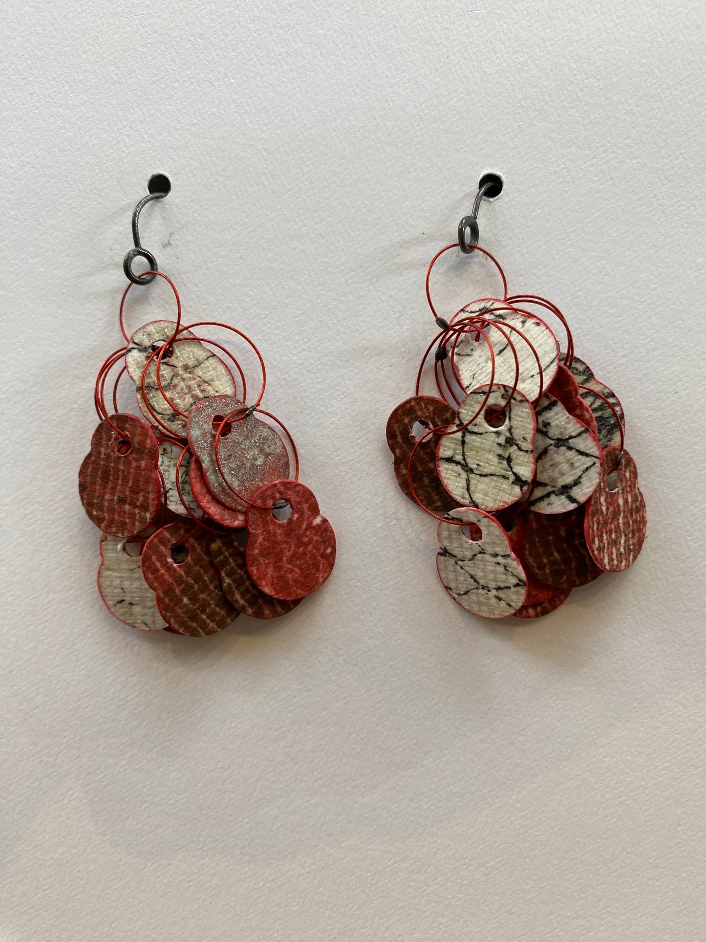 Printmaker's Dangle Earrings Red/Black