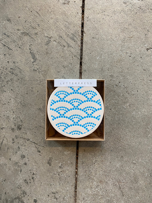 Turquoise Dot Fans Coaster Set