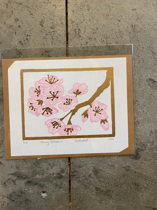 Pink and Gold Cherry Blossoms