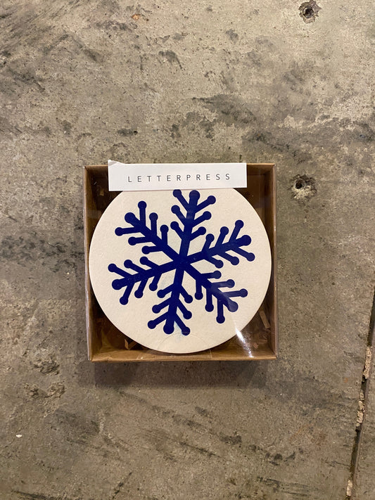 Navy Blue Snowflake Coaster Pack of 10