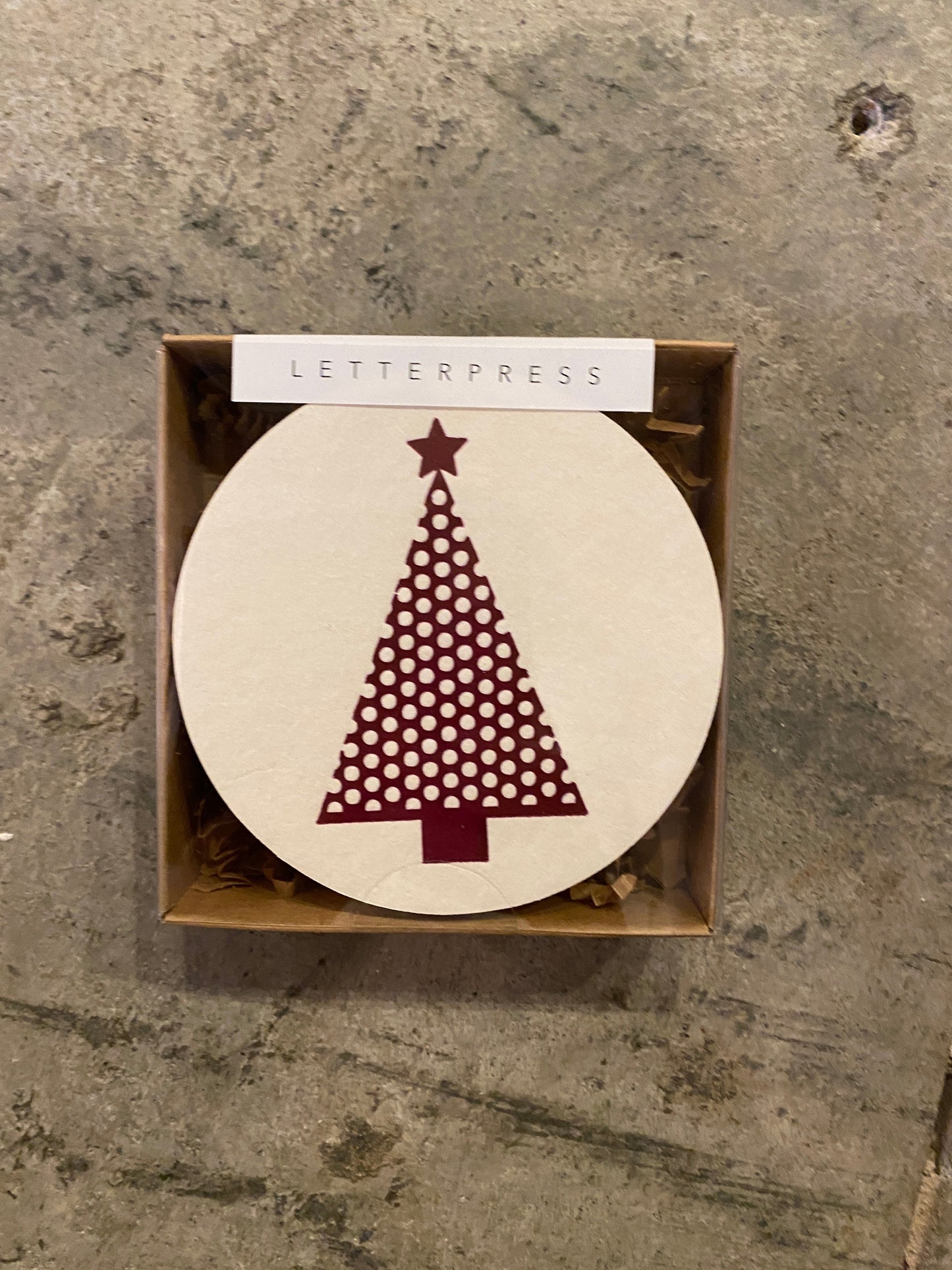 Maroon Dot Holiday Tree Coaster Pack of 10