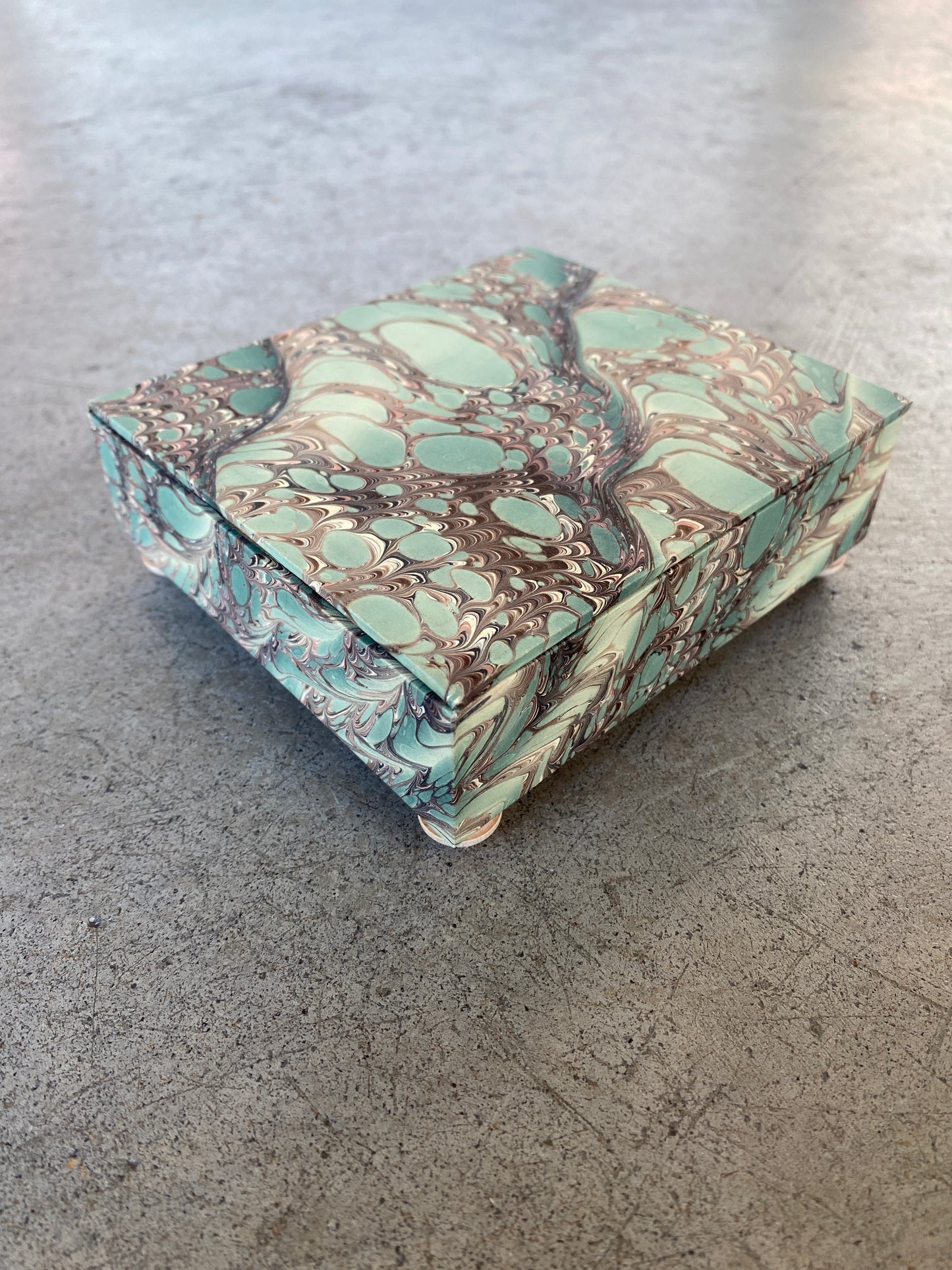 Green Marble Footed Box