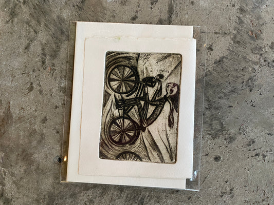 Cyclist with Scarf Mini print