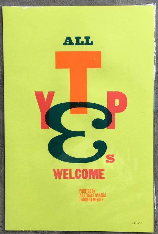 All Types Welcome Print by Abstract Orange
