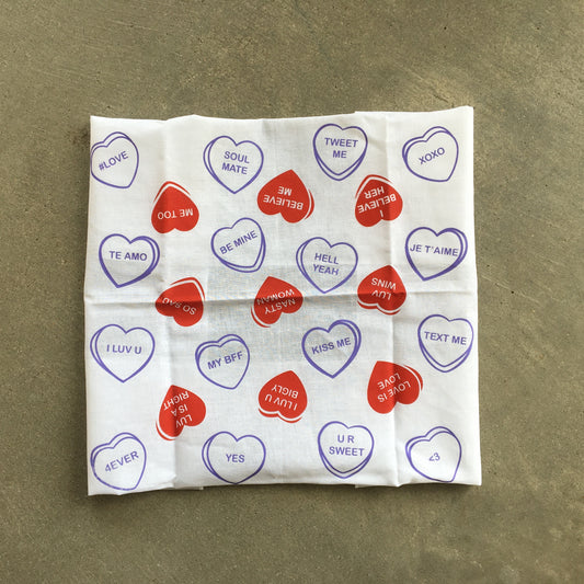 Candy Hearts Screenprinted Bandana